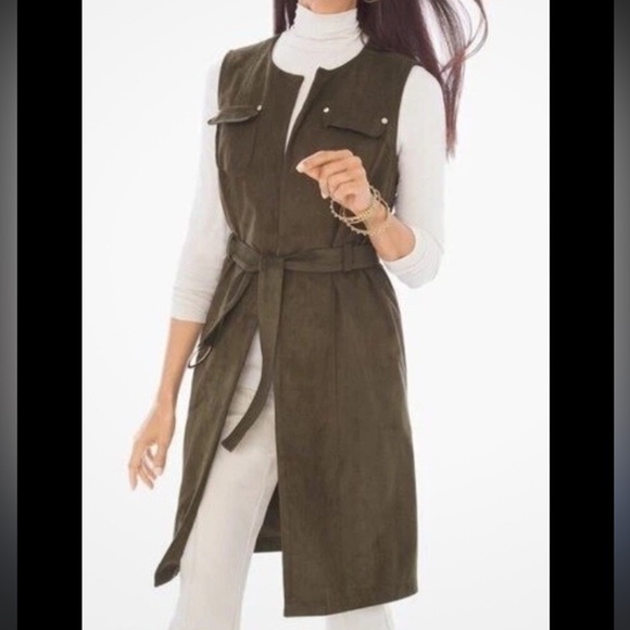 CHICO’S | Green Faux Suede Vest - Picture 2 of 8